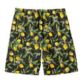 Lemon And Flower Pattern Print Men's Swim Trunks
