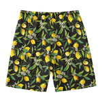 Lemon And Flower Pattern Print Men's Swim Trunks