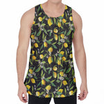 Lemon And Flower Pattern Print Men's Velvet Tank Top