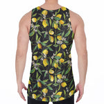 Lemon And Flower Pattern Print Men's Velvet Tank Top