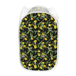 Lemon And Flower Pattern Print Mesh Laundry Hamper