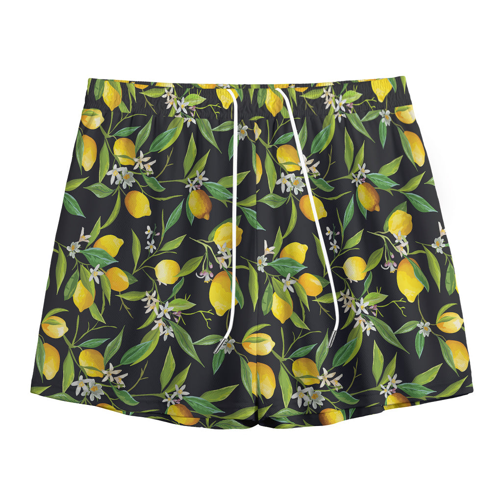 Lemon And Flower Pattern Print Mesh Shorts