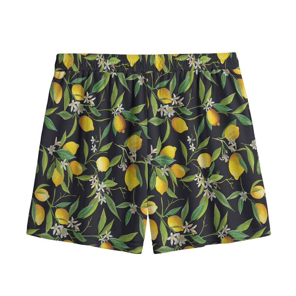 Lemon And Flower Pattern Print Mesh Shorts