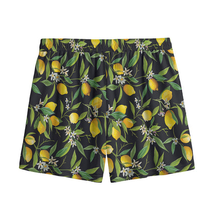 Lemon And Flower Pattern Print Mesh Shorts