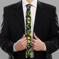 Lemon And Flower Pattern Print Necktie