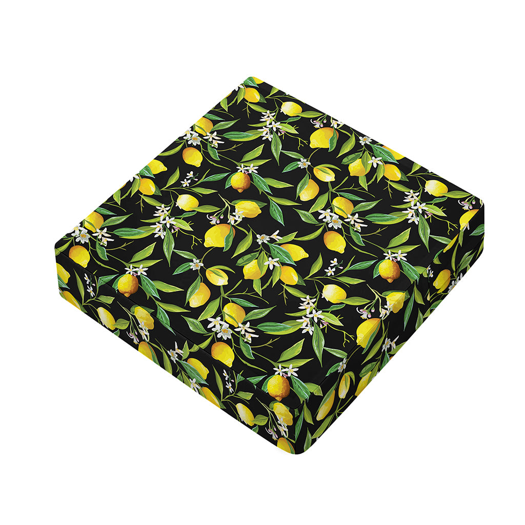 Lemon And Flower Pattern Print Outdoor Seat Cushion Cover
