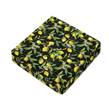 Lemon And Flower Pattern Print Outdoor Seat Cushion Cover