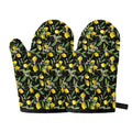 Lemon And Flower Pattern Print Oven Mitts