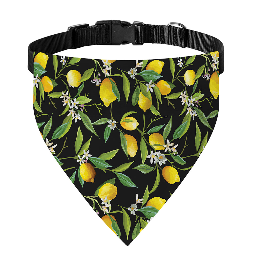 Lemon And Flower Pattern Print Over The Collar Dog Bandana
