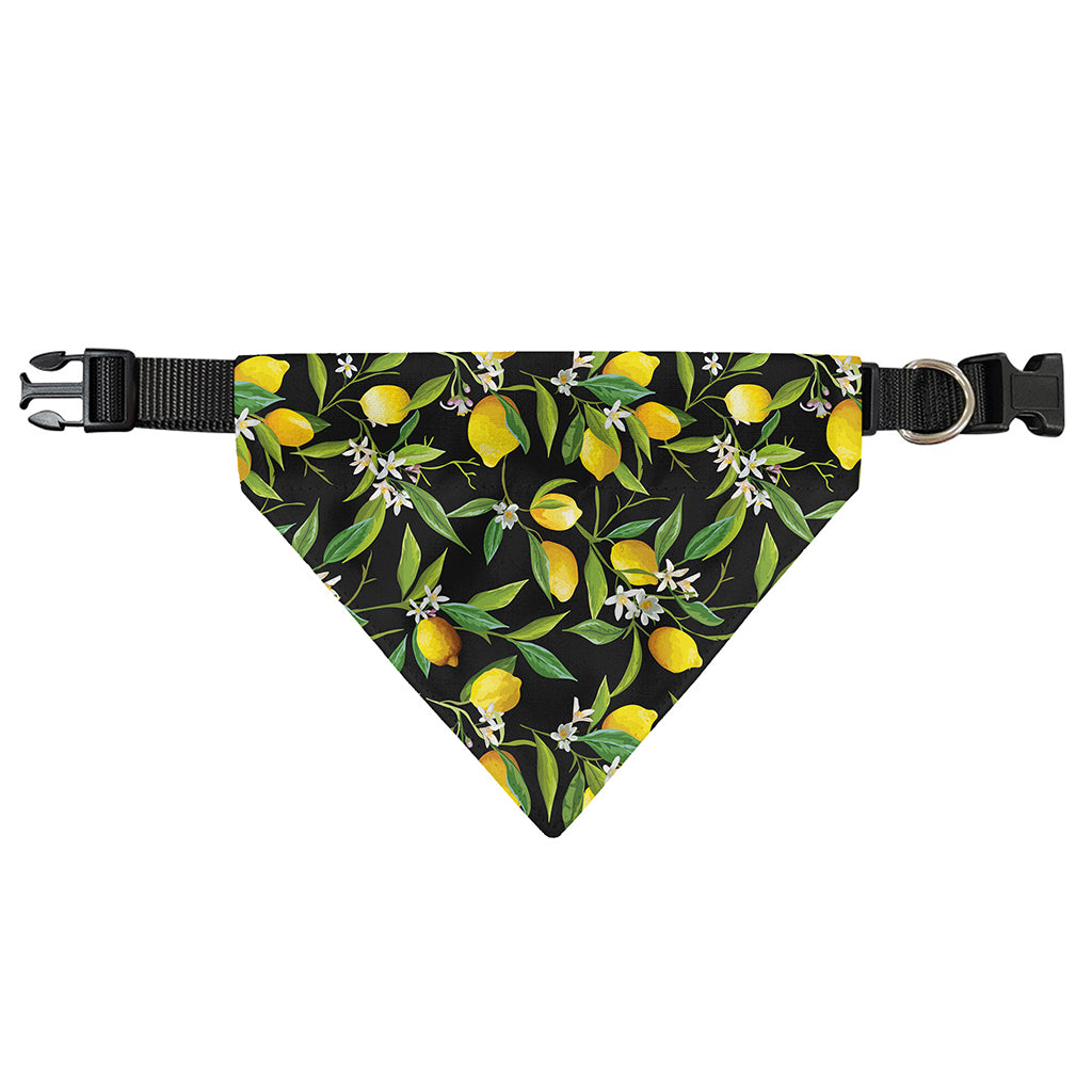 Lemon And Flower Pattern Print Over The Collar Dog Bandana