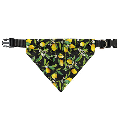 Lemon And Flower Pattern Print Over The Collar Dog Bandana