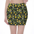 Lemon And Flower Pattern Print Pencil Mini Skirt