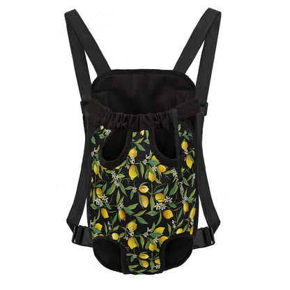 Lemon And Flower Pattern Print Pet Carrier Backpack