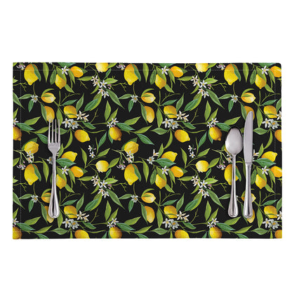 Lemon And Flower Pattern Print Placemat