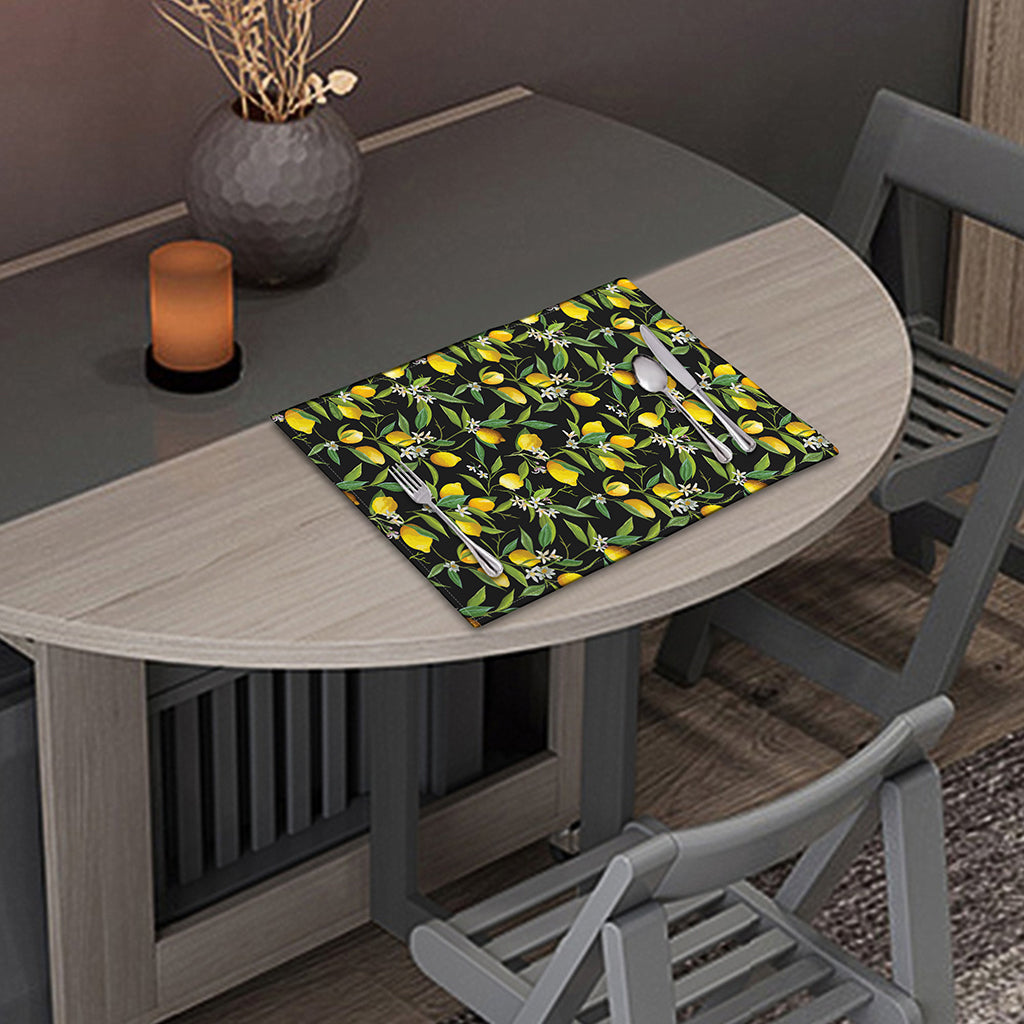 Lemon And Flower Pattern Print Placemat