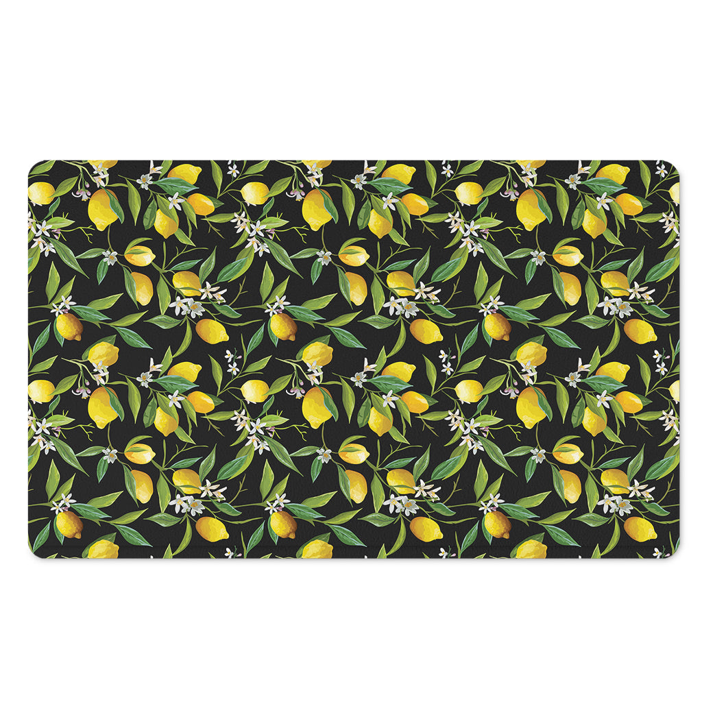 Lemon And Flower Pattern Print Polyester Doormat