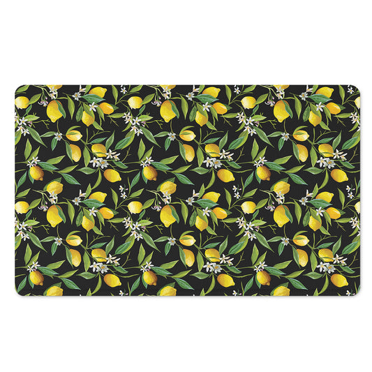 Lemon And Flower Pattern Print Polyester Doormat
