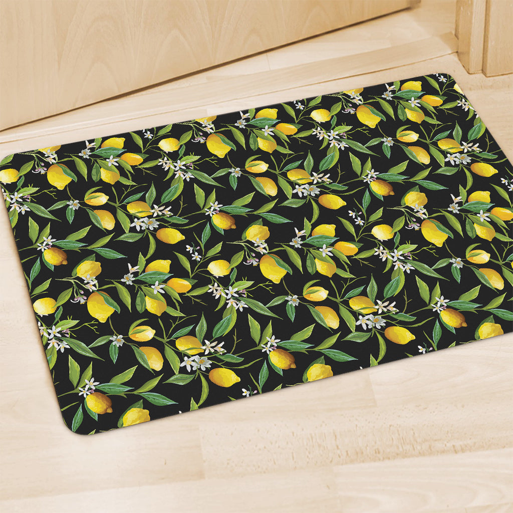 Lemon And Flower Pattern Print Polyester Doormat