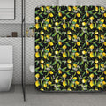 Lemon And Flower Pattern Print Polyester Shower Curtain