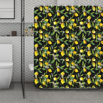 Lemon And Flower Pattern Print Polyester Shower Curtain