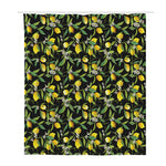 Lemon And Flower Pattern Print Polyester Shower Curtain