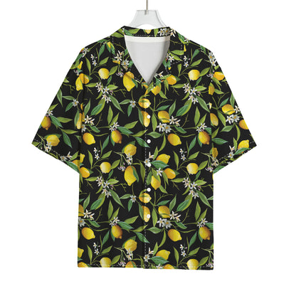 Lemon And Flower Pattern Print Rayon Hawaiian Shirt