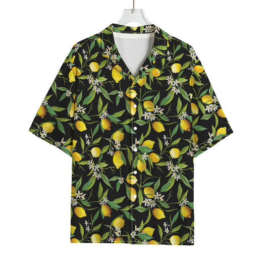 Lemon And Flower Pattern Print Rayon Hawaiian Shirt