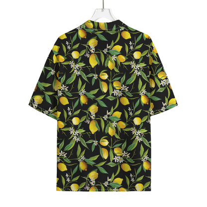 Lemon And Flower Pattern Print Rayon Hawaiian Shirt
