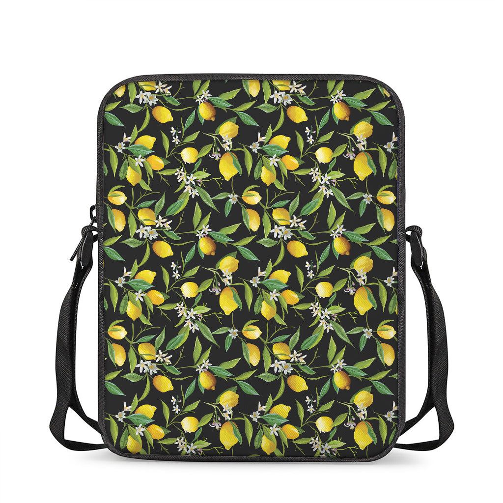 Lemon And Flower Pattern Print Rectangular Crossbody Bag