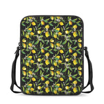 Lemon And Flower Pattern Print Rectangular Crossbody Bag