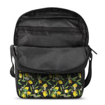 Lemon And Flower Pattern Print Rectangular Crossbody Bag