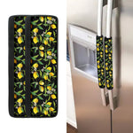 Lemon And Flower Pattern Print Refrigerator Handle Covers