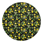 Lemon And Flower Pattern Print Round Blanket