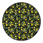 Lemon And Flower Pattern Print Round Floor Mat