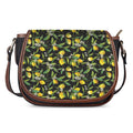 Lemon And Flower Pattern Print Saddle Bag