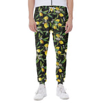 Lemon And Flower Pattern Print Scuba Joggers