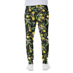 Lemon And Flower Pattern Print Scuba Joggers