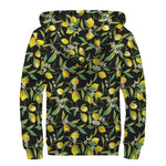 Lemon And Flower Pattern Print Sherpa Lined Zip Up Hoodie
