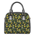 Lemon And Flower Pattern Print Shoulder Handbag