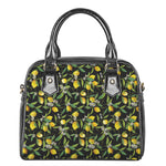 Lemon And Flower Pattern Print Shoulder Handbag