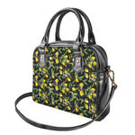 Lemon And Flower Pattern Print Shoulder Handbag