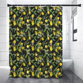 Lemon And Flower Pattern Print Shower Curtain