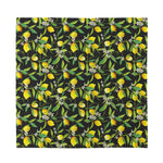 Lemon And Flower Pattern Print Silk Bandana