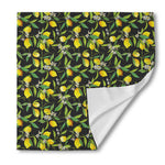 Lemon And Flower Pattern Print Silk Bandana
