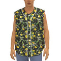 Lemon And Flower Pattern Print Sleeveless Baseball Jersey