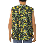 Lemon And Flower Pattern Print Sleeveless Baseball Jersey