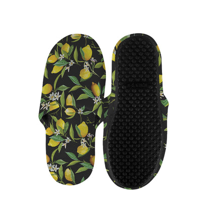 Lemon And Flower Pattern Print Slippers