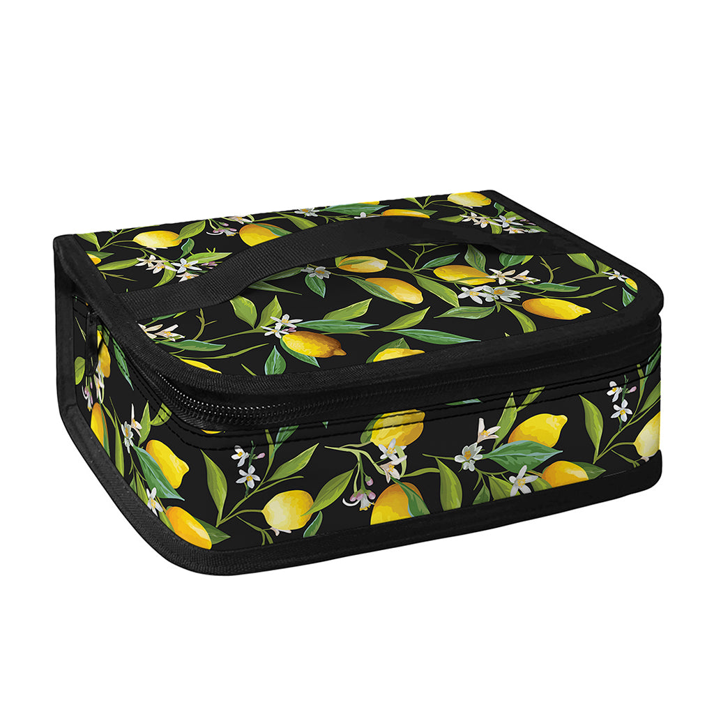 Lemon And Flower Pattern Print Small Lunch Bag
