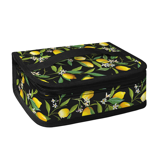 Lemon And Flower Pattern Print Small Lunch Bag