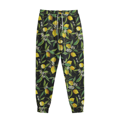 Lemon And Flower Pattern Print Sweatpants